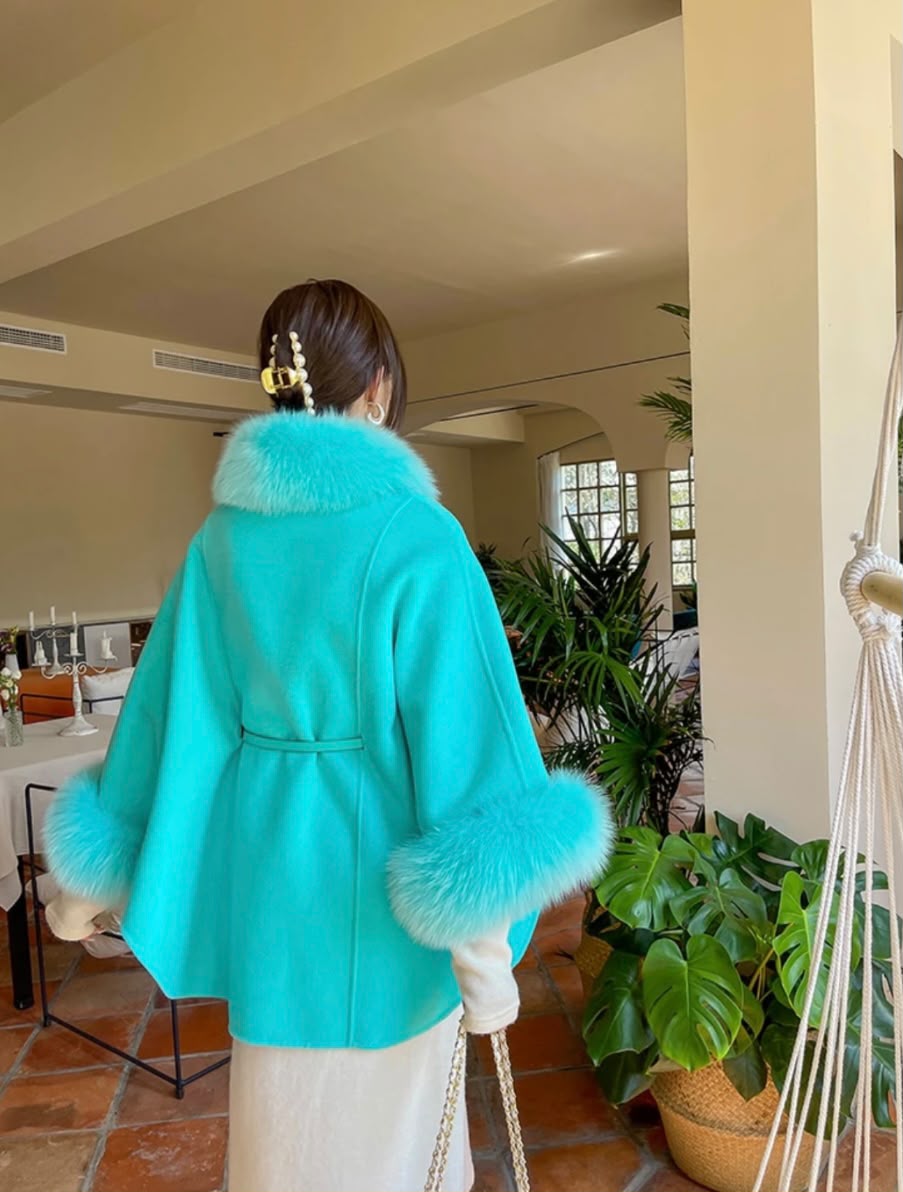 Loro Piana Fur-Trimmed Cape Coat