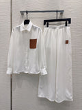 Loewe — Anagram Leather-Patch Shirt & Wide-Leg Trousers Set