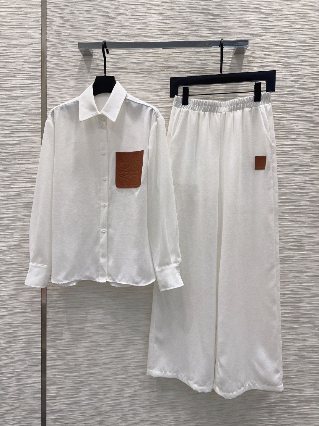 Loewe — Anagram Leather-Patch Shirt & Wide-Leg Trousers Set