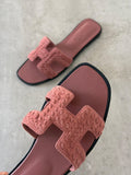 Hermès Oran Woven Leather Flat