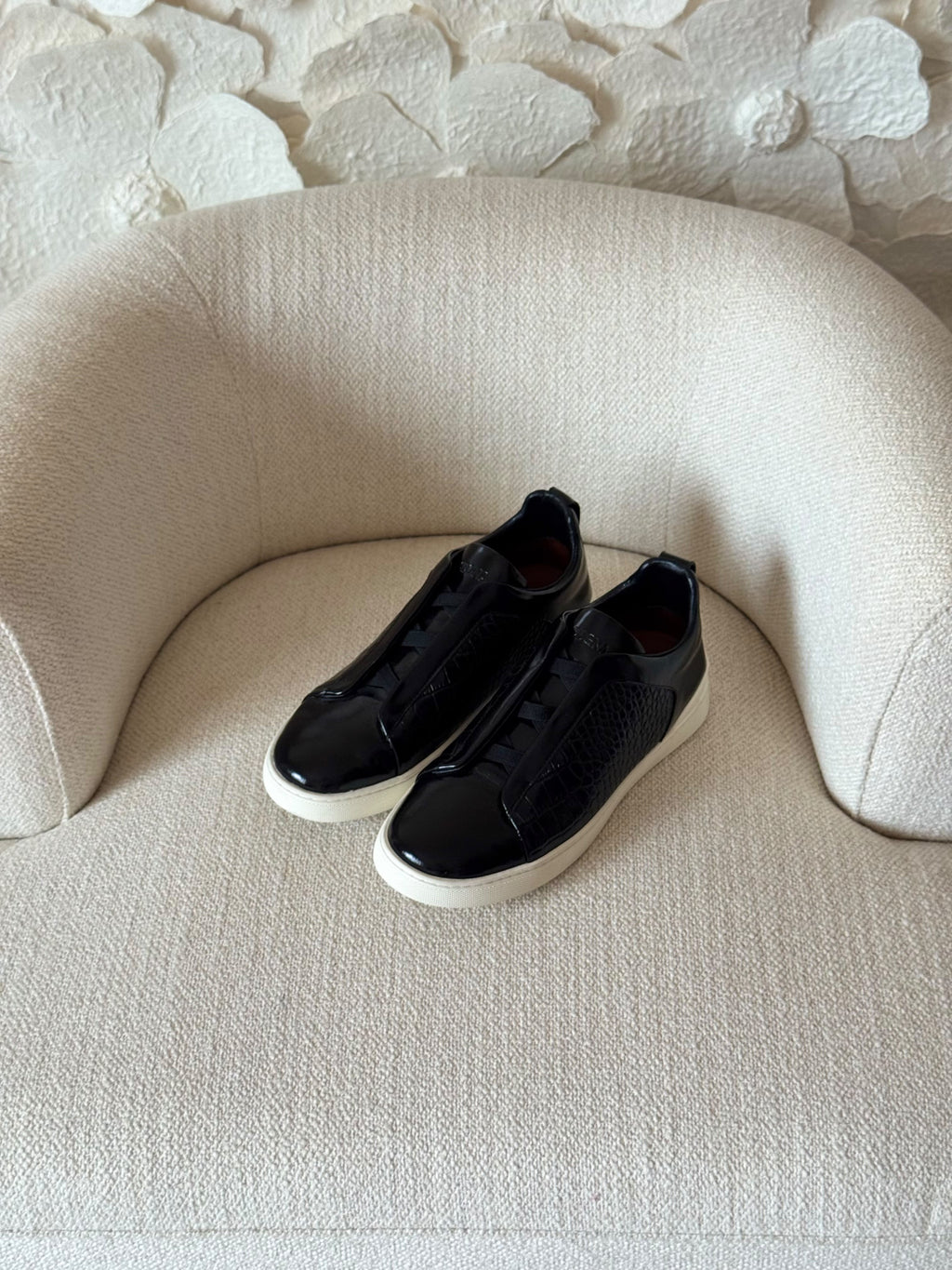 ZEGNA Triple Stitch Alligator Leather Slip-On Sneakers