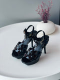Saint Laurent Black Patent Platform Sandals
