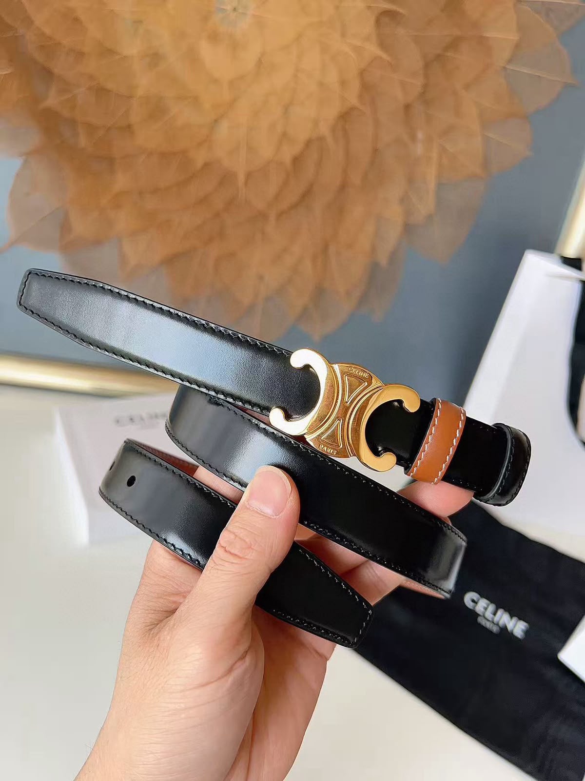 Celine Triomphe Leather Belt