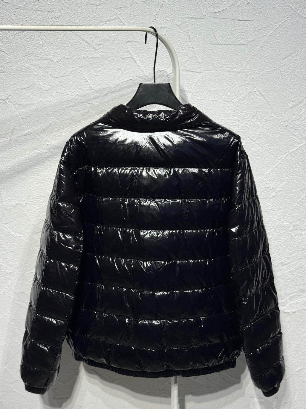 Dolce & Gabbana Black Glossy Stand Collar Puffer Jacket