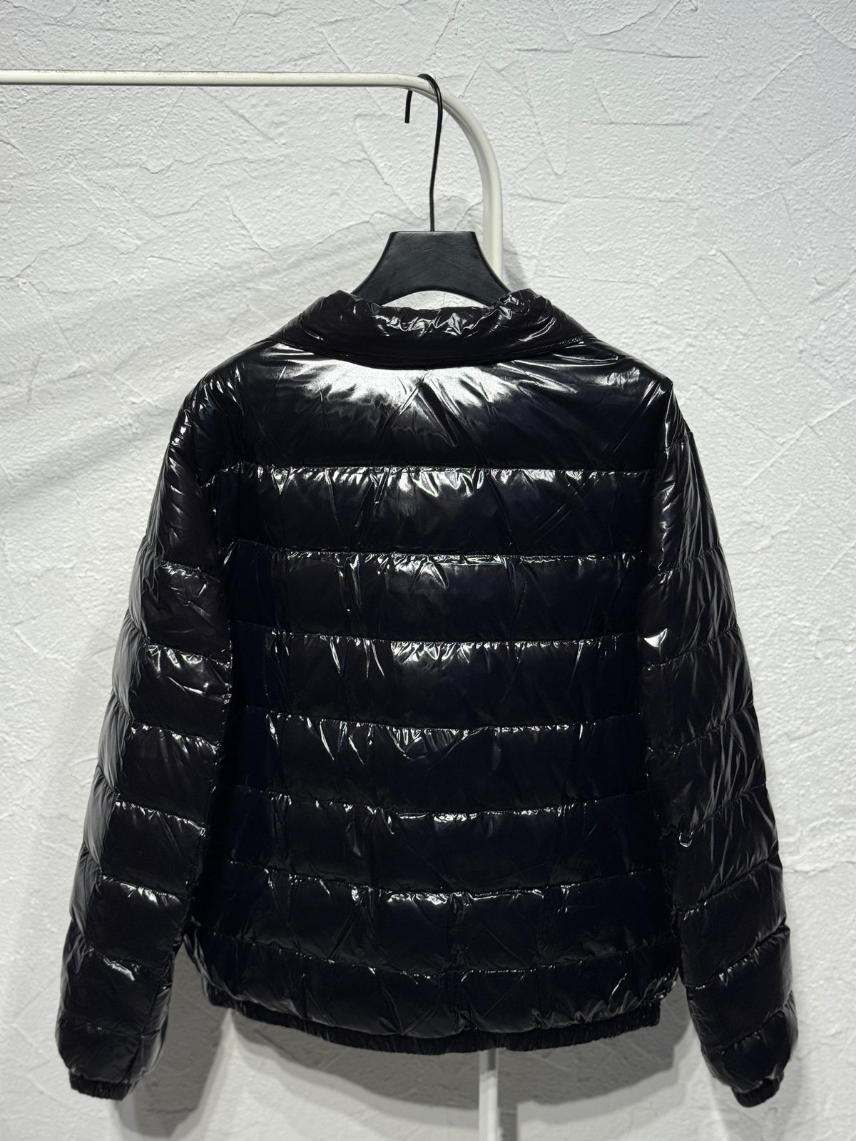 Dolce & Gabbana Black Glossy Stand Collar Puffer Jacket