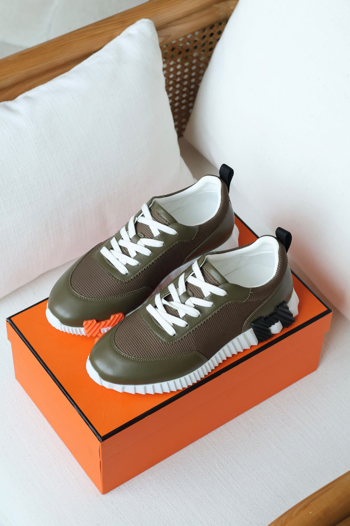 Hermès Bounce Sneaker in Technical Canvas and Calfskin