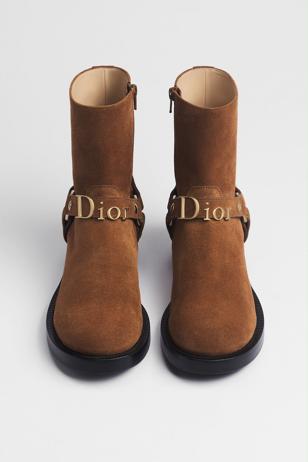 Dior Bolt Ankle Boot in Cognac Brown Suede Calfskin