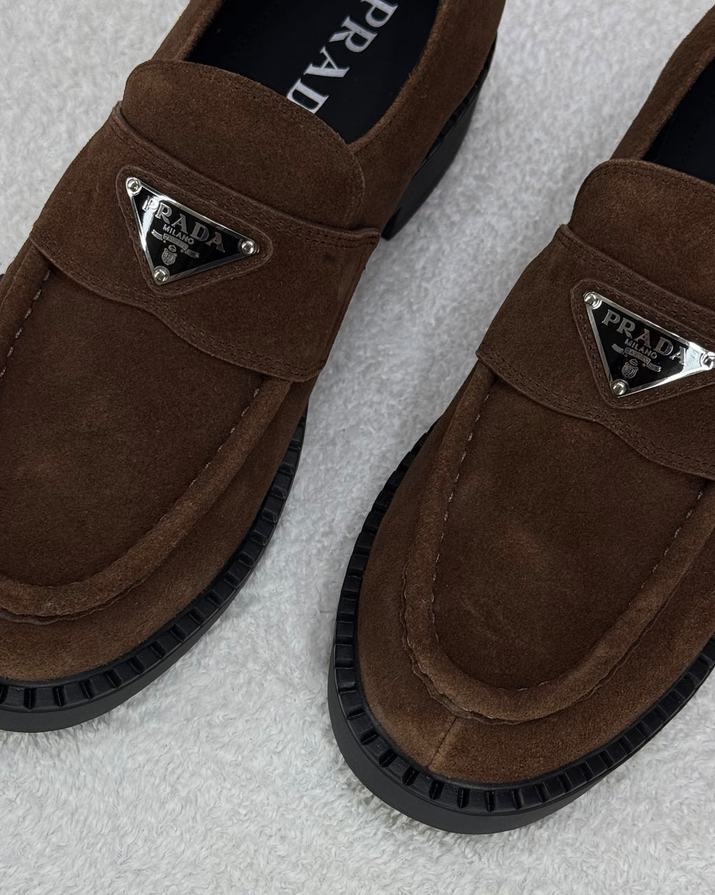 Prada Dark Brown Suede Loafers