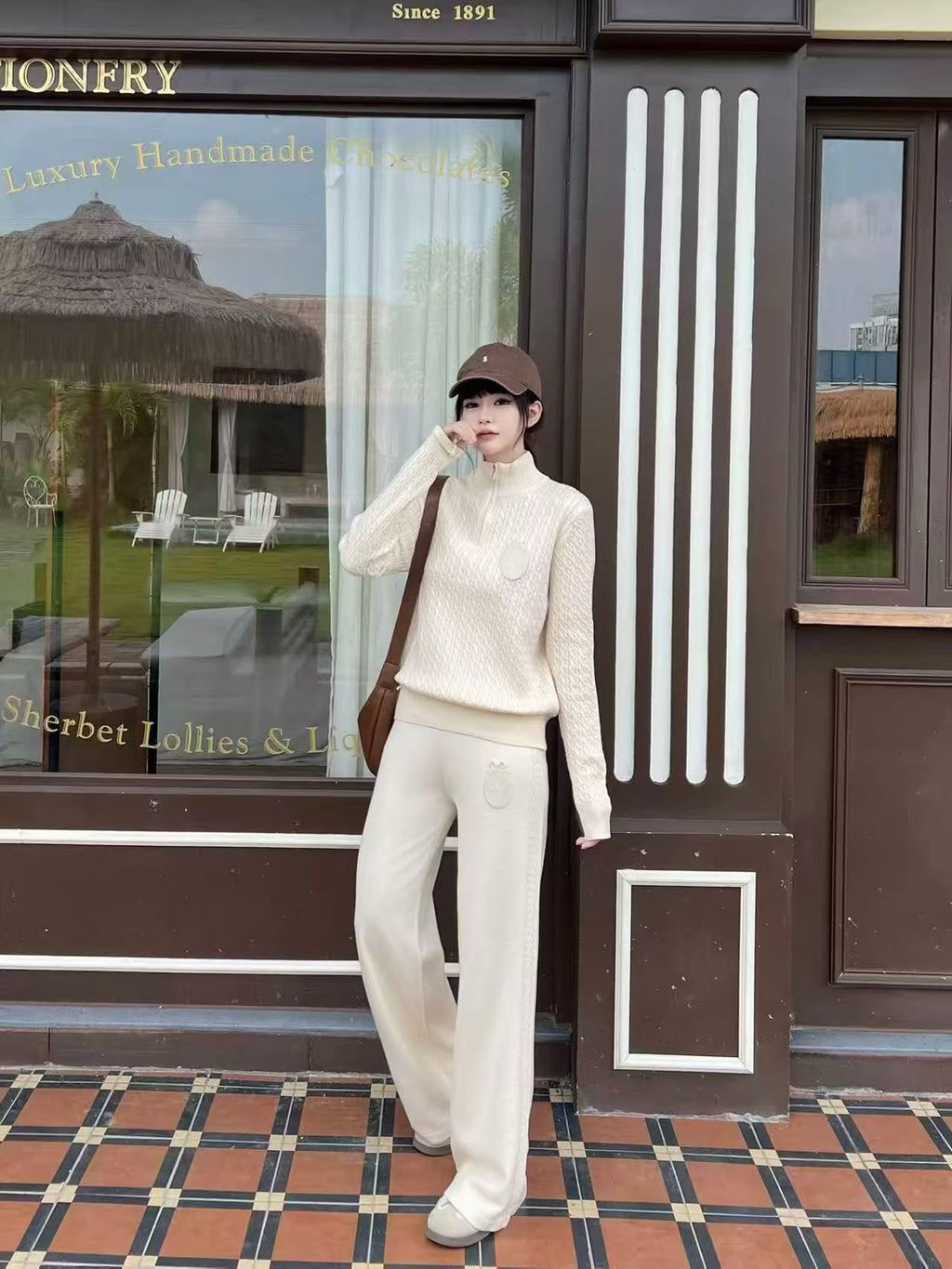 Dior Knit Quarter-Zip Pullover and Wide-Leg Pants Set