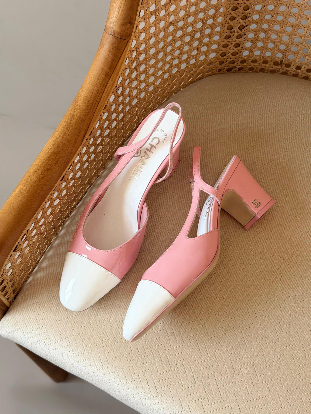 Chanel Two-Tone Slingback Pumps with CC Logo