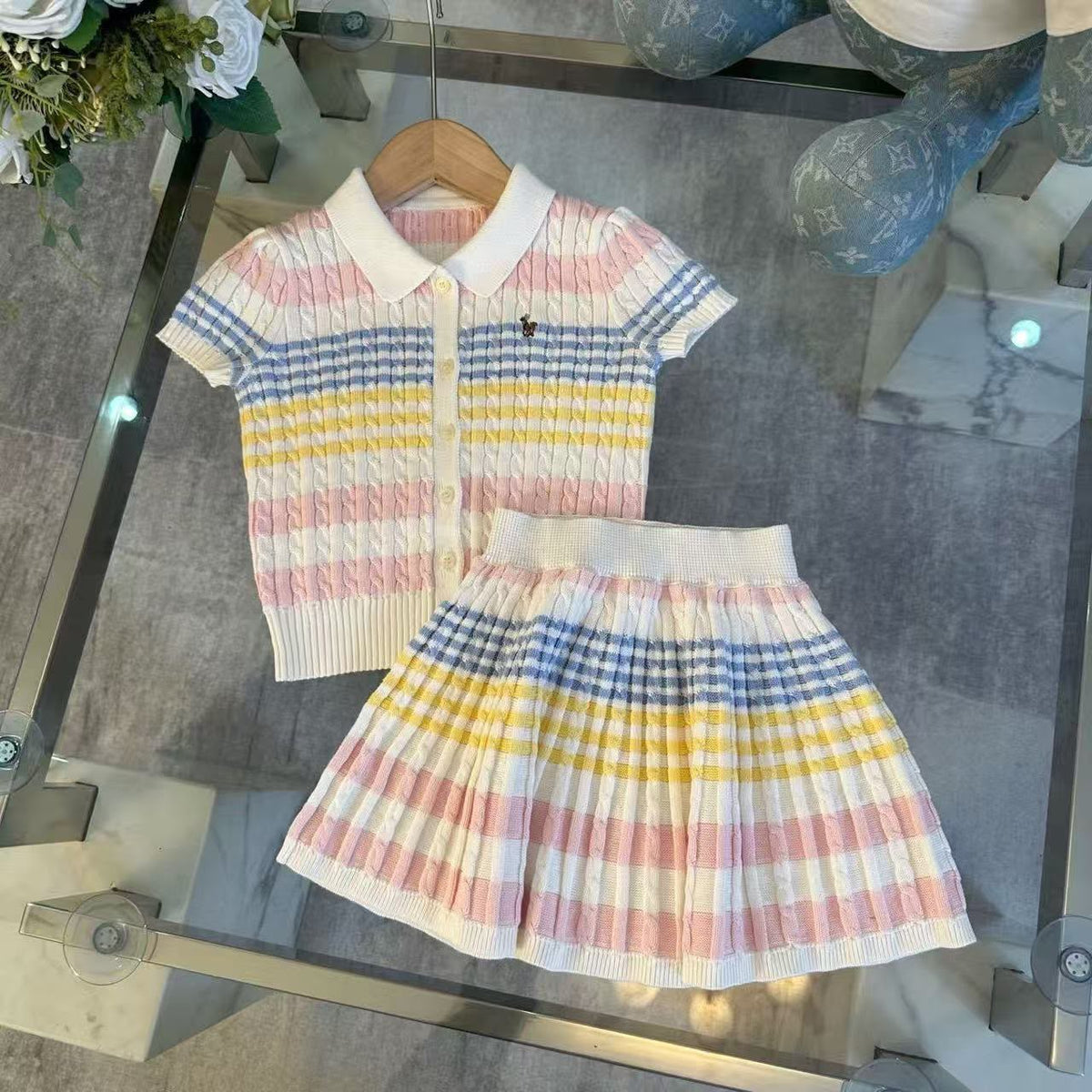Polo Kids Pastel Stripe Skirt Set
