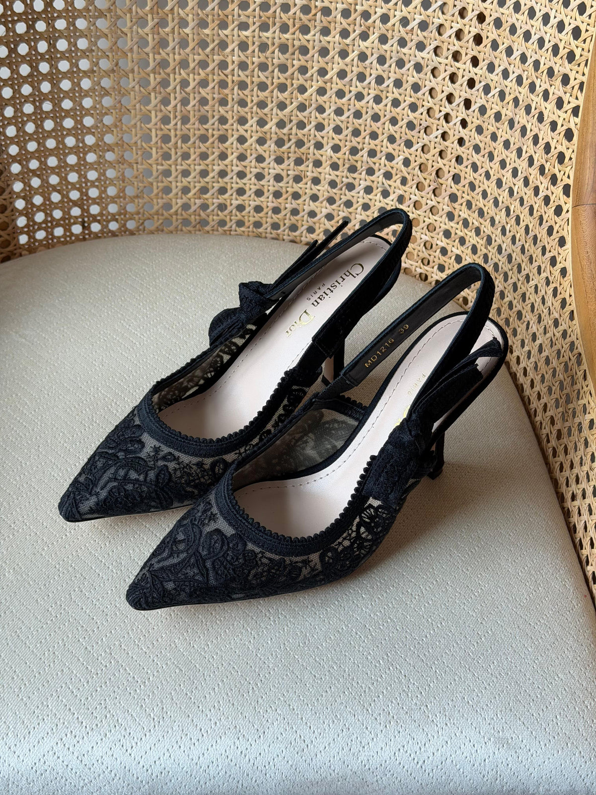 J'Adior Embroidered Mesh Slingback Pump