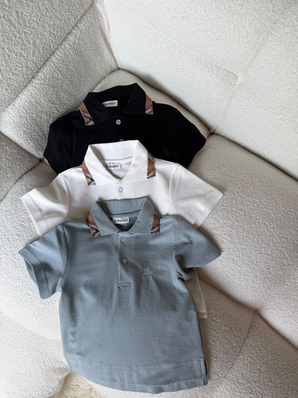Burberry Kids Check Collar Polo Shirt