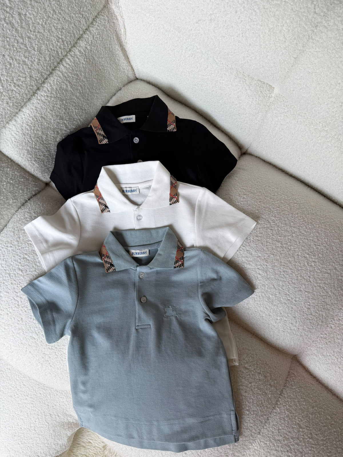 Burberry Kids Check Collar Polo Shirt