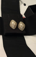 Chanel-Inspired Gold-Tone Crystal Square Stud Earrings