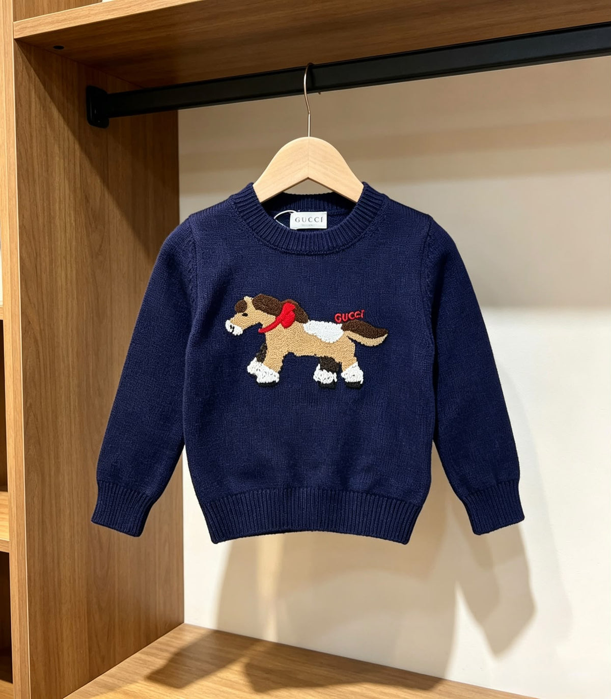 Gucci Kids Navy Dog Sweater