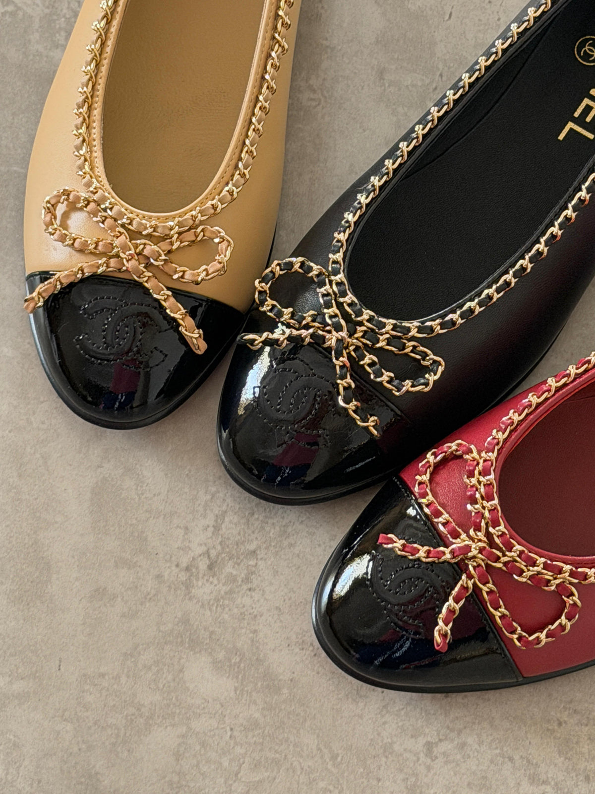 CHANEL Chain-Trim Ballet Flats