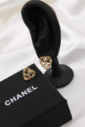 CHANEL – CC Multicolor Crystal Heart Stud Earrings