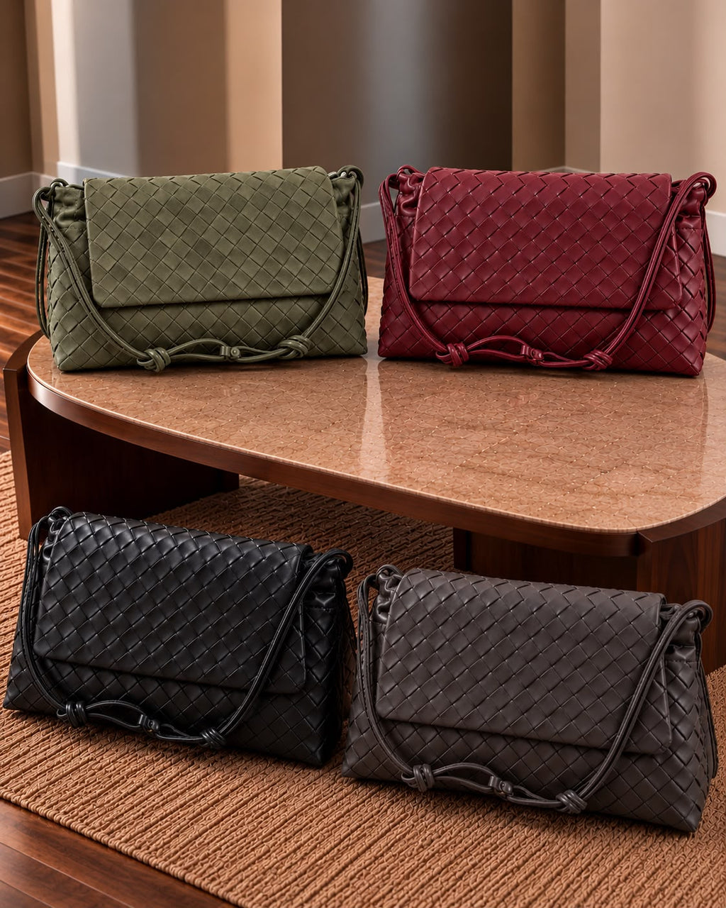 Bottega Veneta Intrecciato Suede/Leather Crossbody Bag