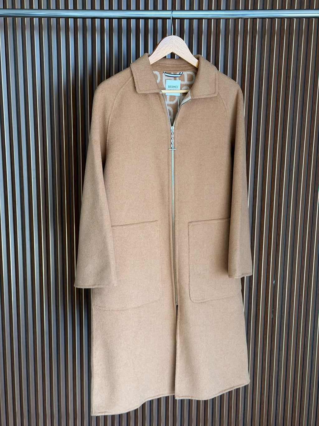 Hermès Cashmere Zip-Front Long Coat