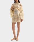 Camilla Embellished Lace Bell-Sleeve Mini Dress