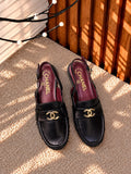 Chanel Black Logo Loafer Mules