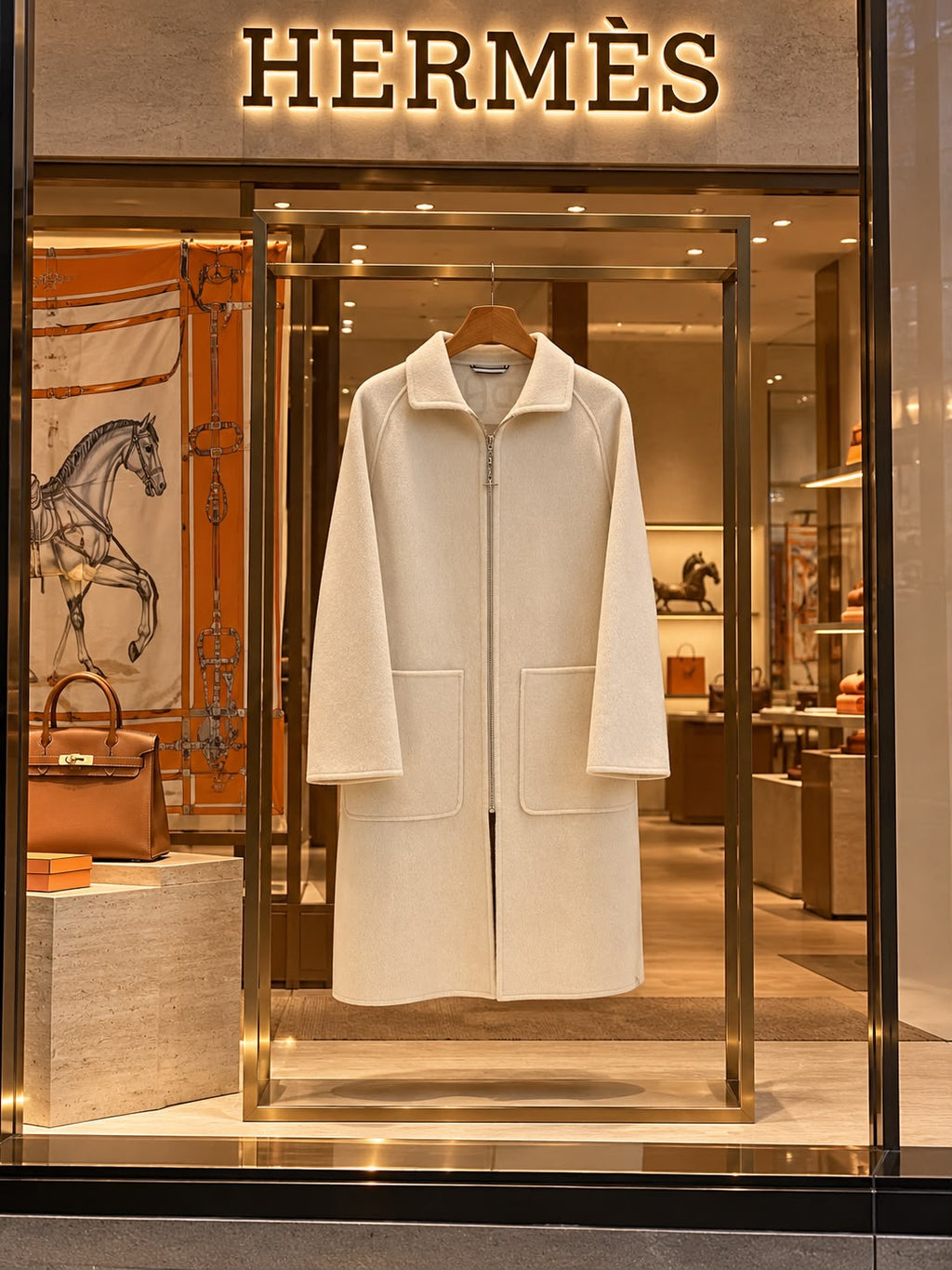 Hermès Reversible Cashmere Zip-Up Long