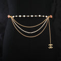 CHANEL Vintage Gripoix Pearl & Crystal Multi-Chain Belt