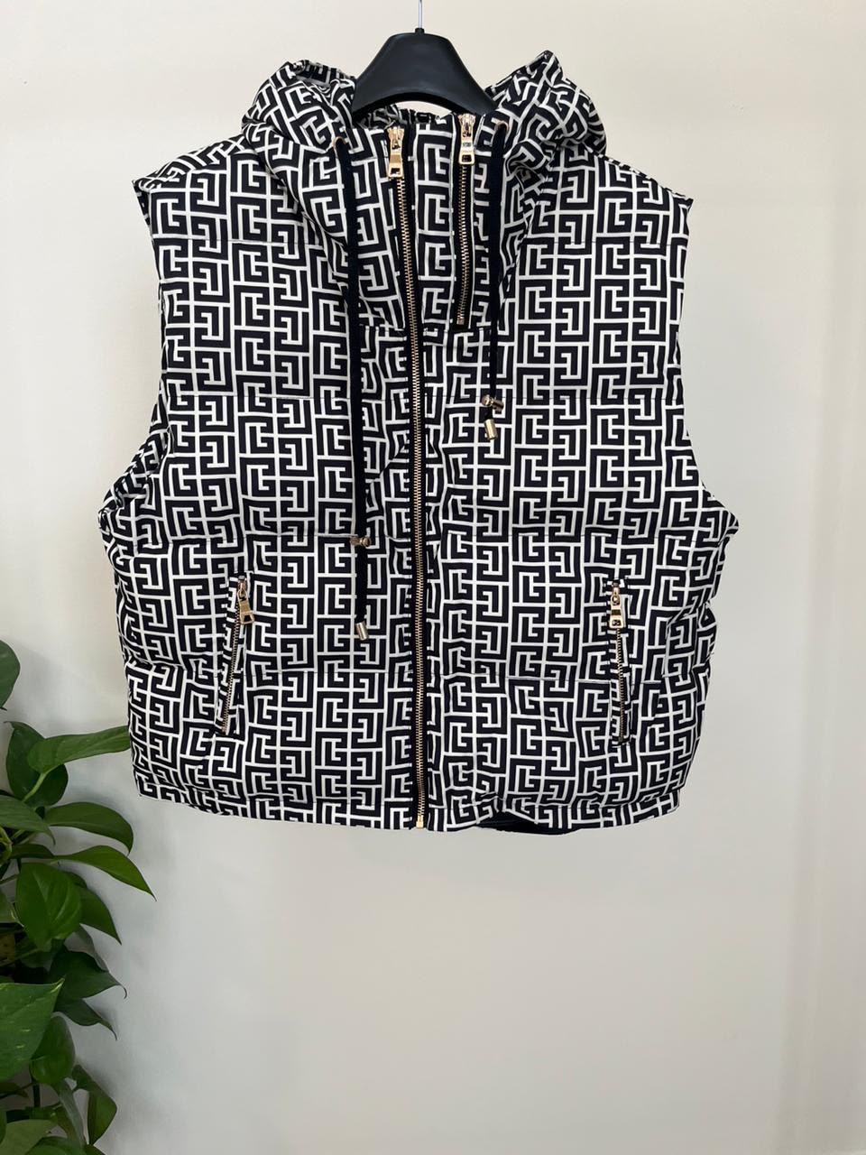 BALMAIN Monogram Hooded Vest