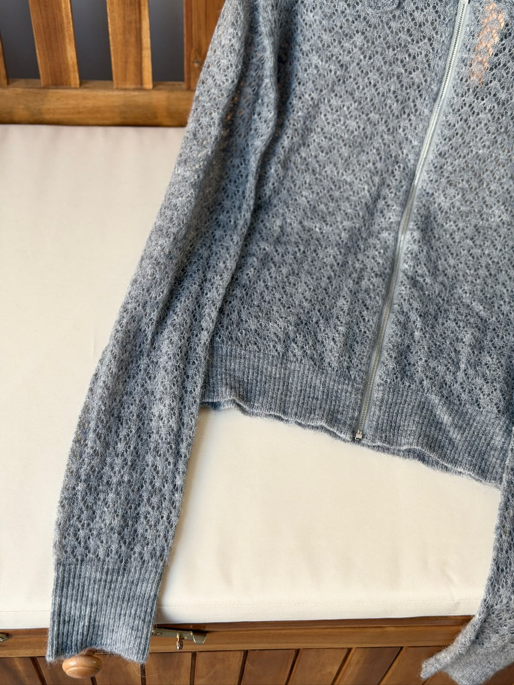 Miu Miu Grey Collared Zip-Up Knit
