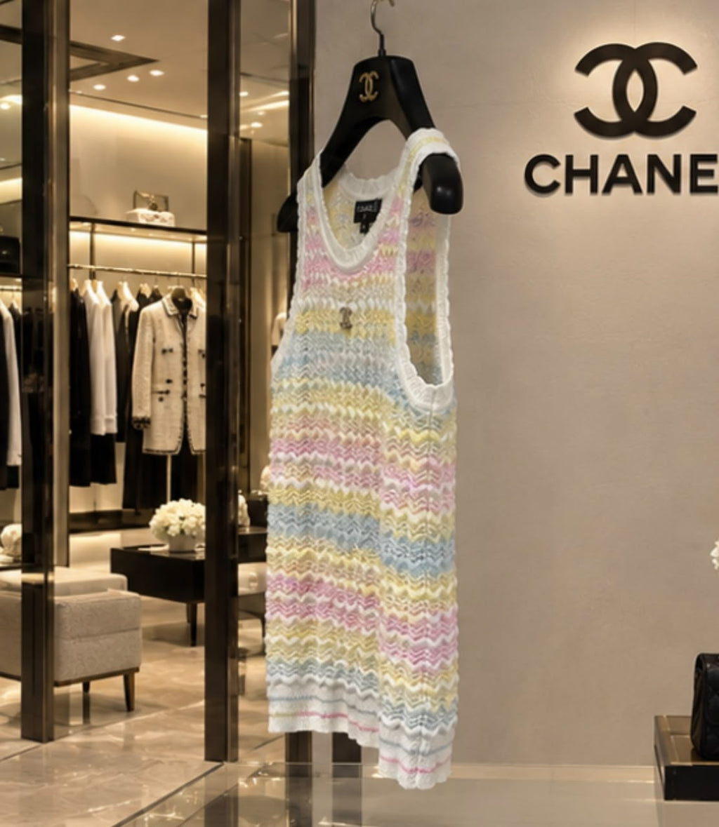 CHANEL Chevron Knit Tank Top
