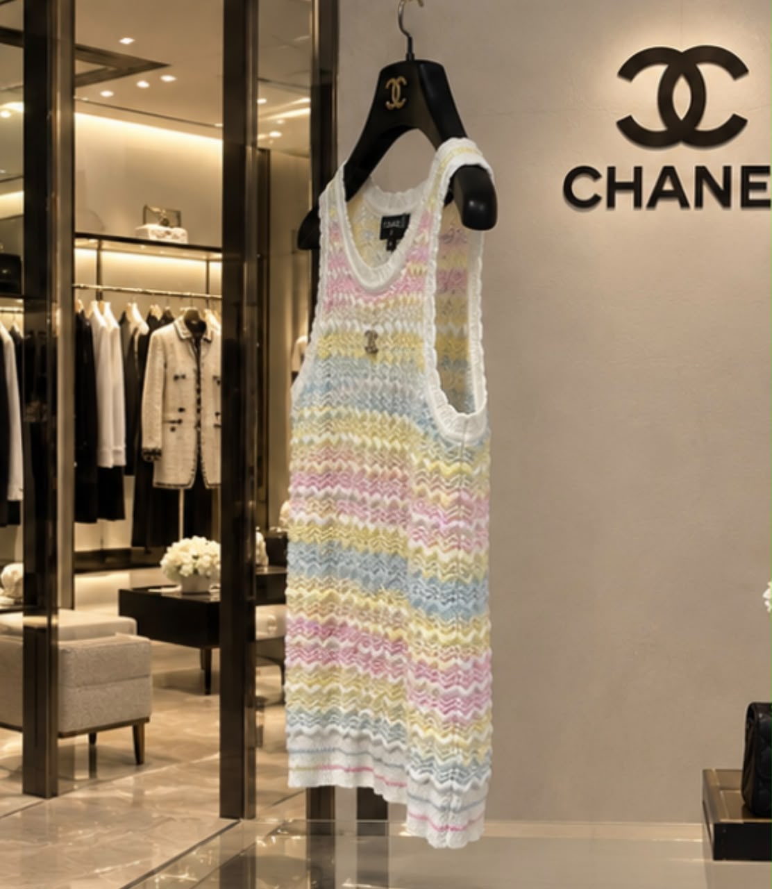 CHANEL Chevron Knit Tank Top