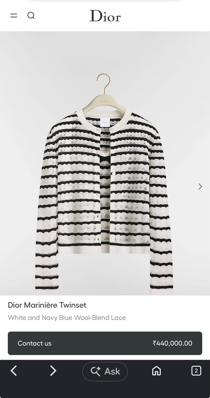 Dior Black and White Striped Openwork Knit Cardigan