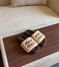 Miu Miu Shearling Logo Slide Slippers