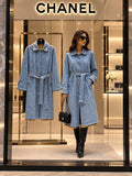 CHANEL Belted Denim Coat
