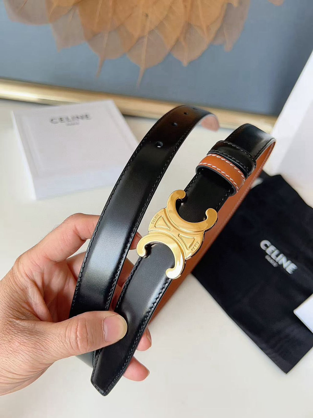 Celine Triomphe Leather Belt