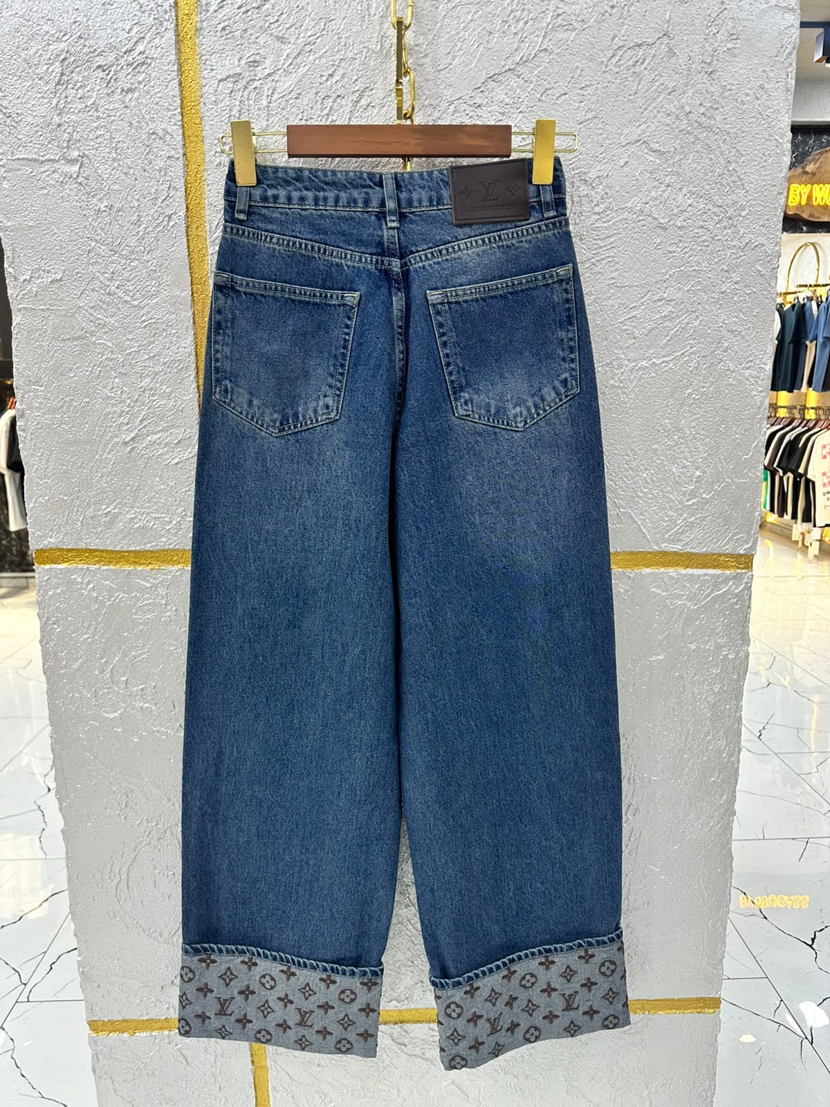LOUIS VUITTON Monogram-Cuff Jeans