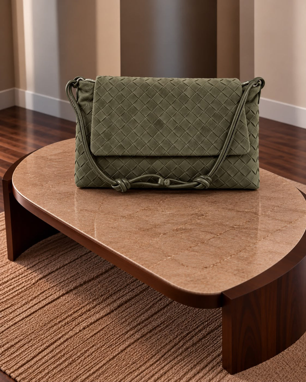 Bottega Veneta Intrecciato Suede/Leather Crossbody Bag