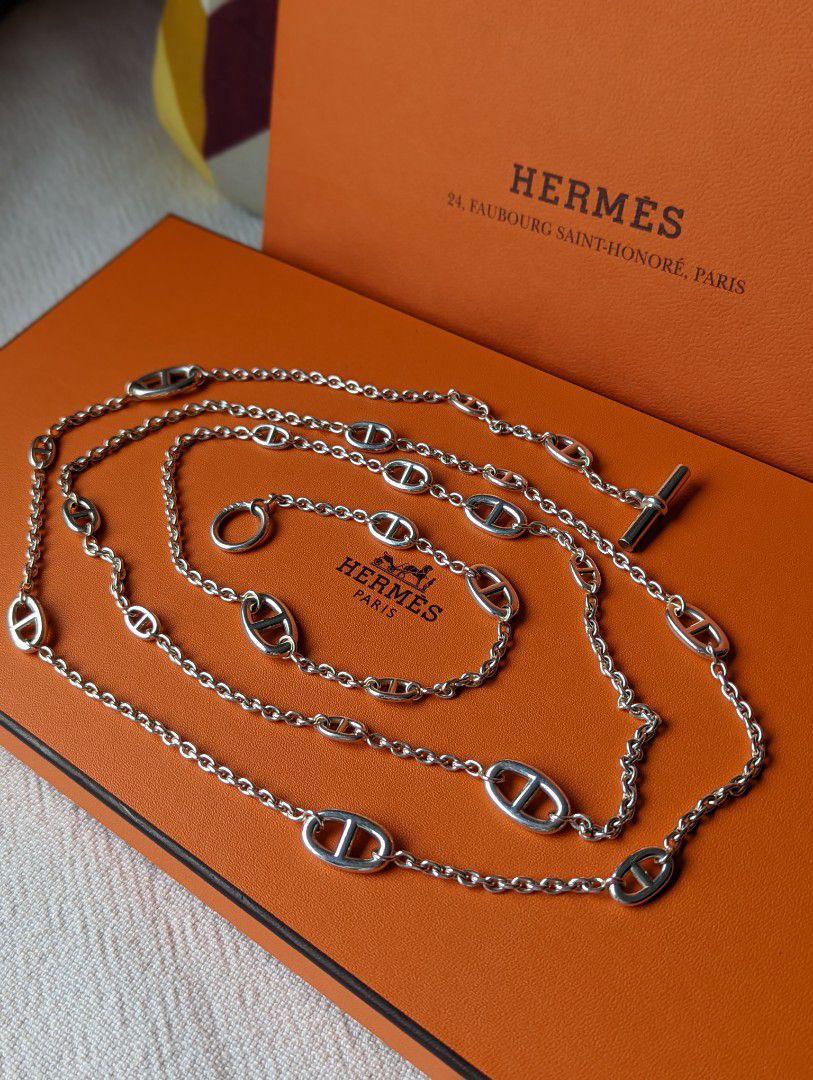 Hermès Farandole Chaîne d’Ancre Silver Long Necklace – Toggle Clasp Design
