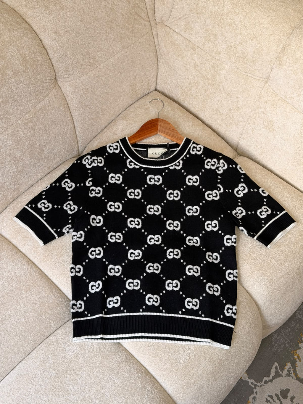 Gucci — GG Jacquard Short-Sleeve Knit Top