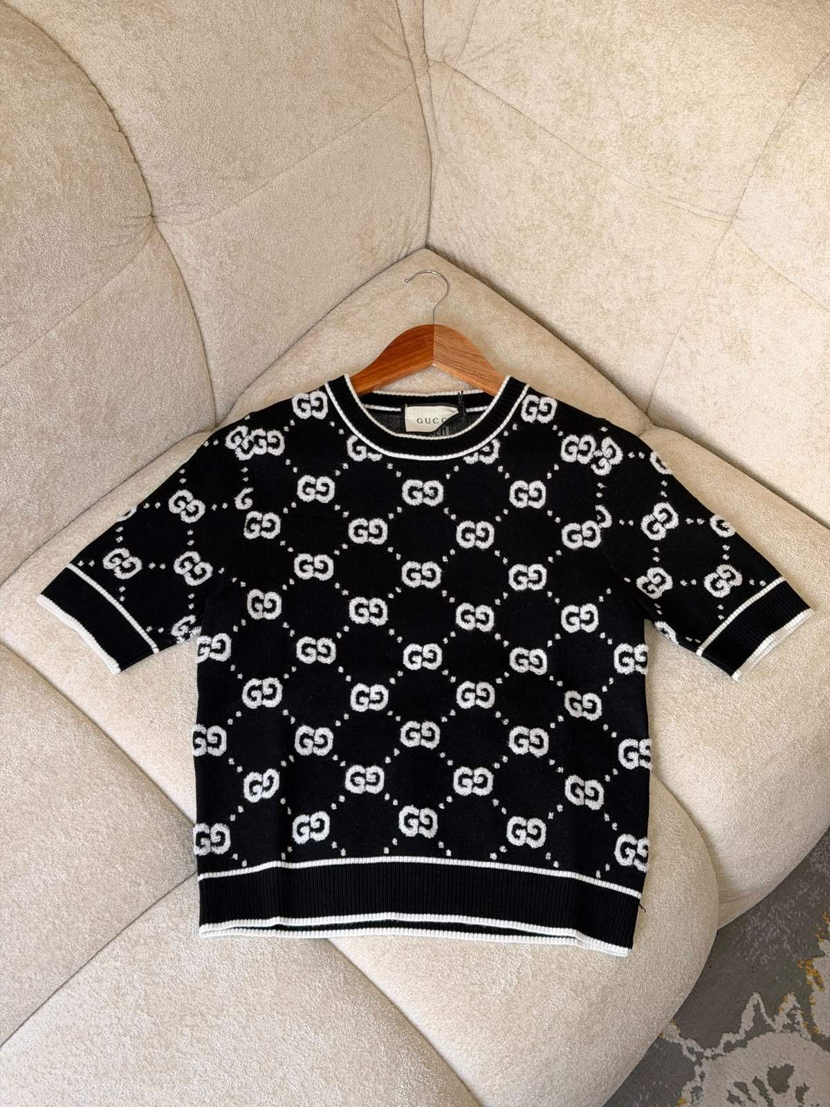 Gucci — GG Jacquard Short-Sleeve Knit Top