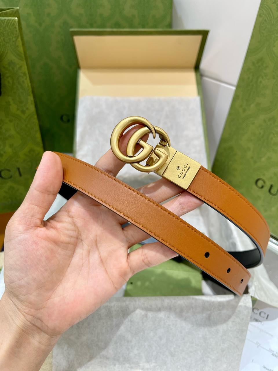 GUCCI — Double G Thin Belt