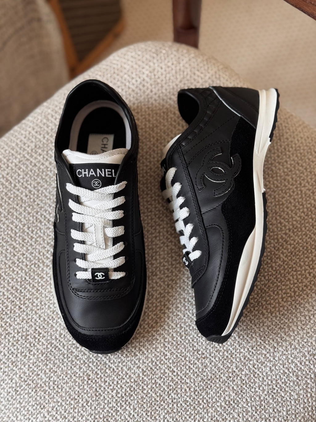 Chanel Black and White Leather