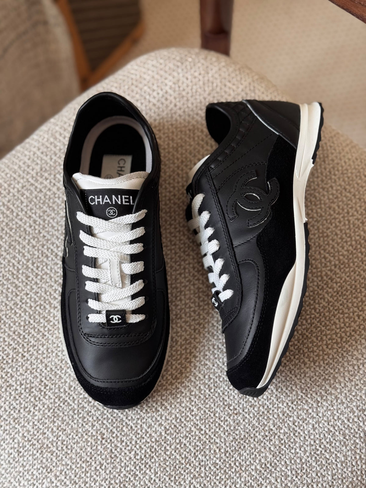 Chanel Black and White Leather