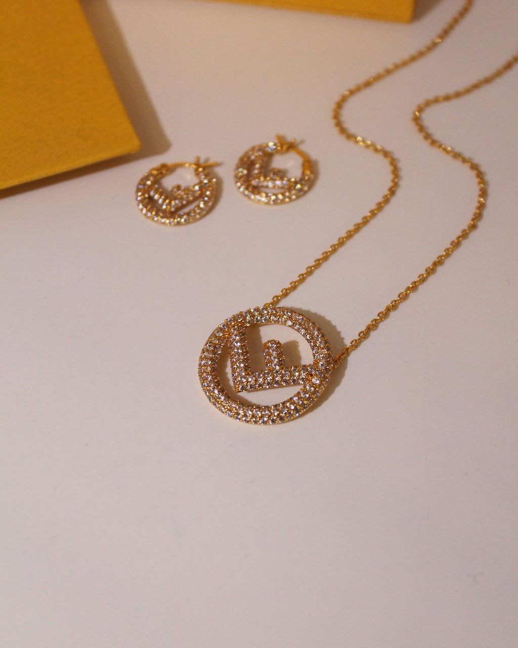 Fendi FF Gold Necklace & Earrings Set