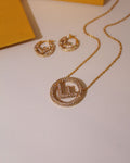 Fendi FF Gold Necklace & Earrings Set