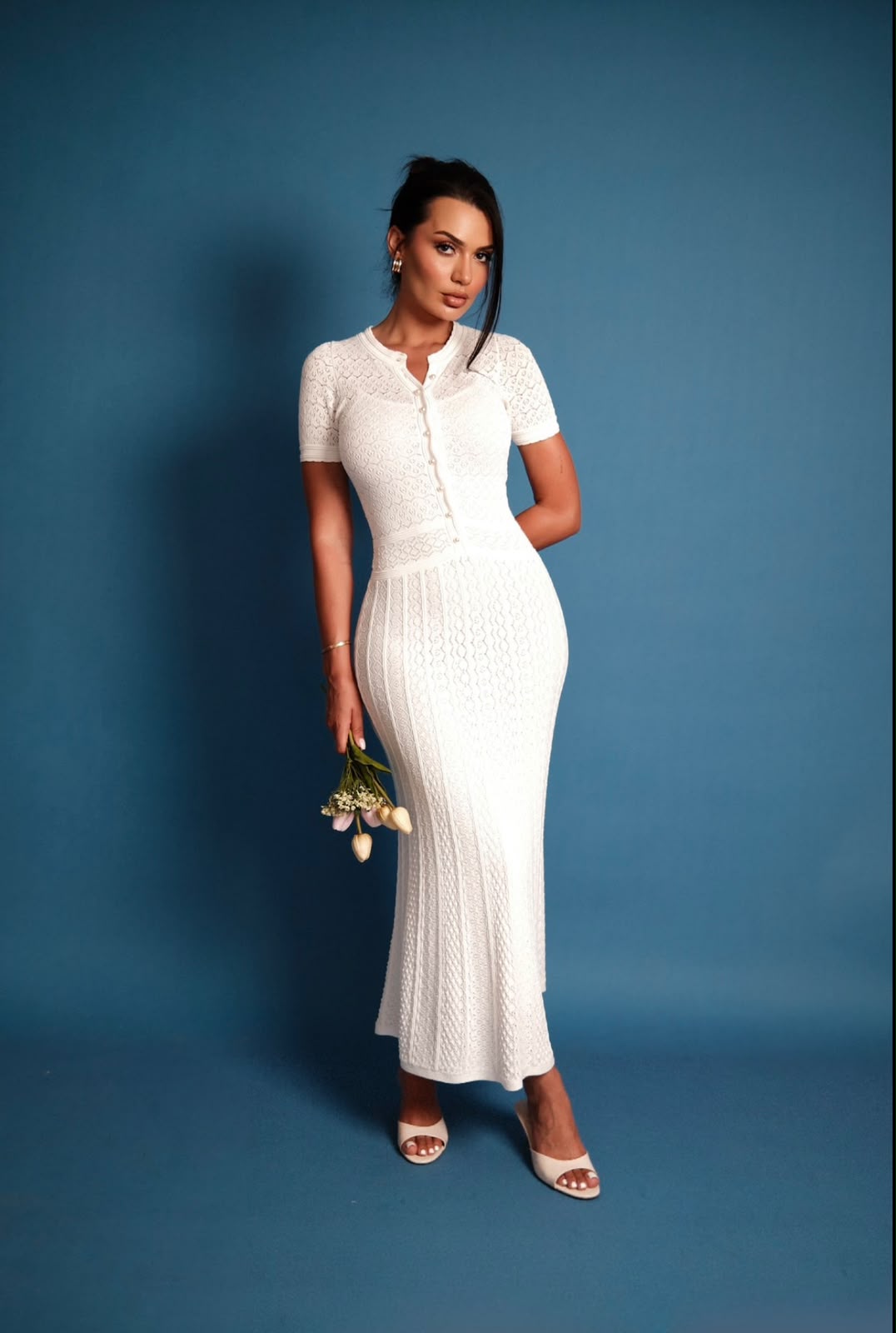 Sandro Short-Sleeve Knit Midi Dress