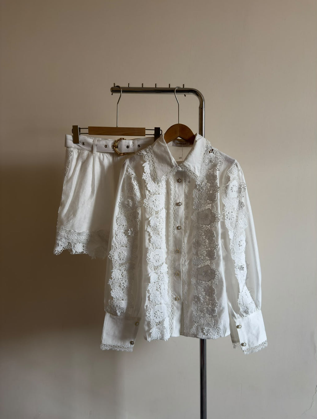 Zimmermann Lace Trim Blouse and Shorts Set
