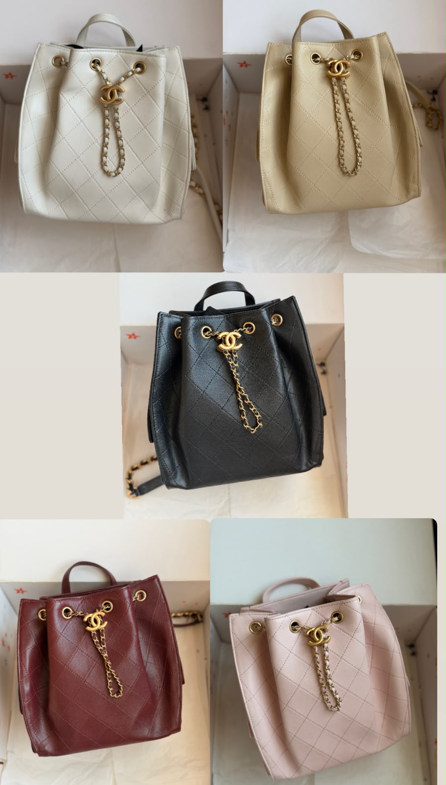 Chanel Quilted Leather Drawstring Bucket Bag