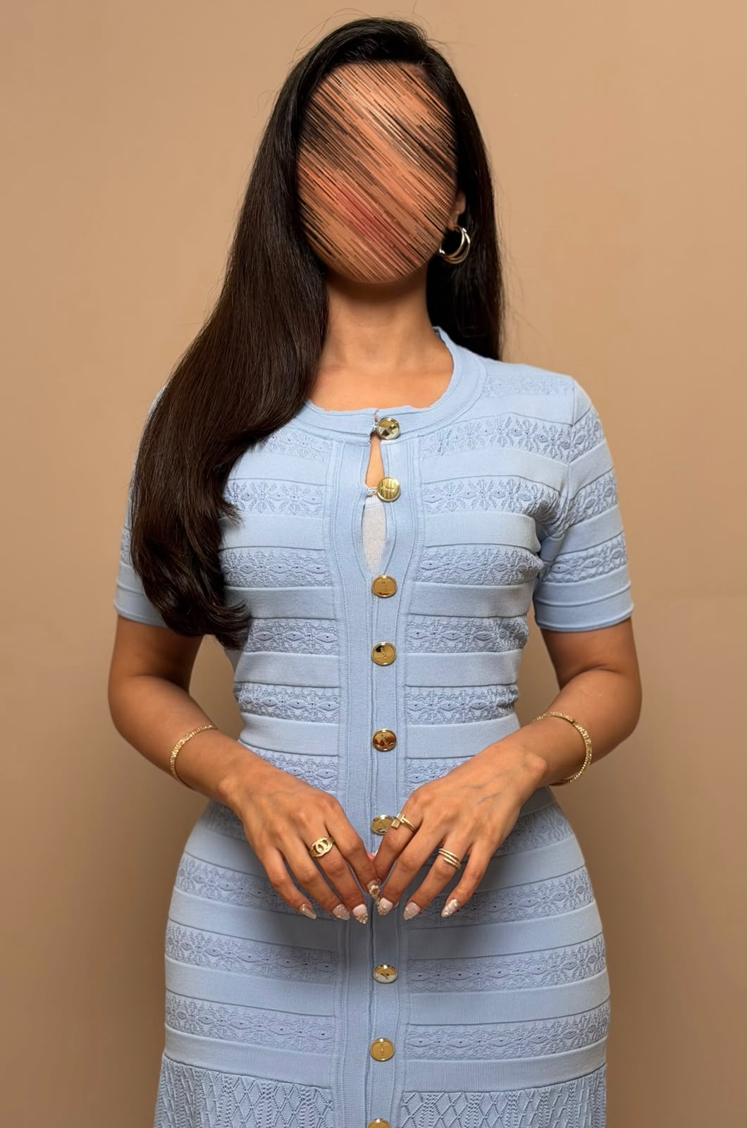 Sandro Short-Sleeve Knit Midi Dress